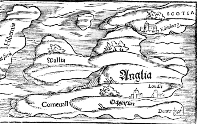Munster's map of Britain and Ireland 1550